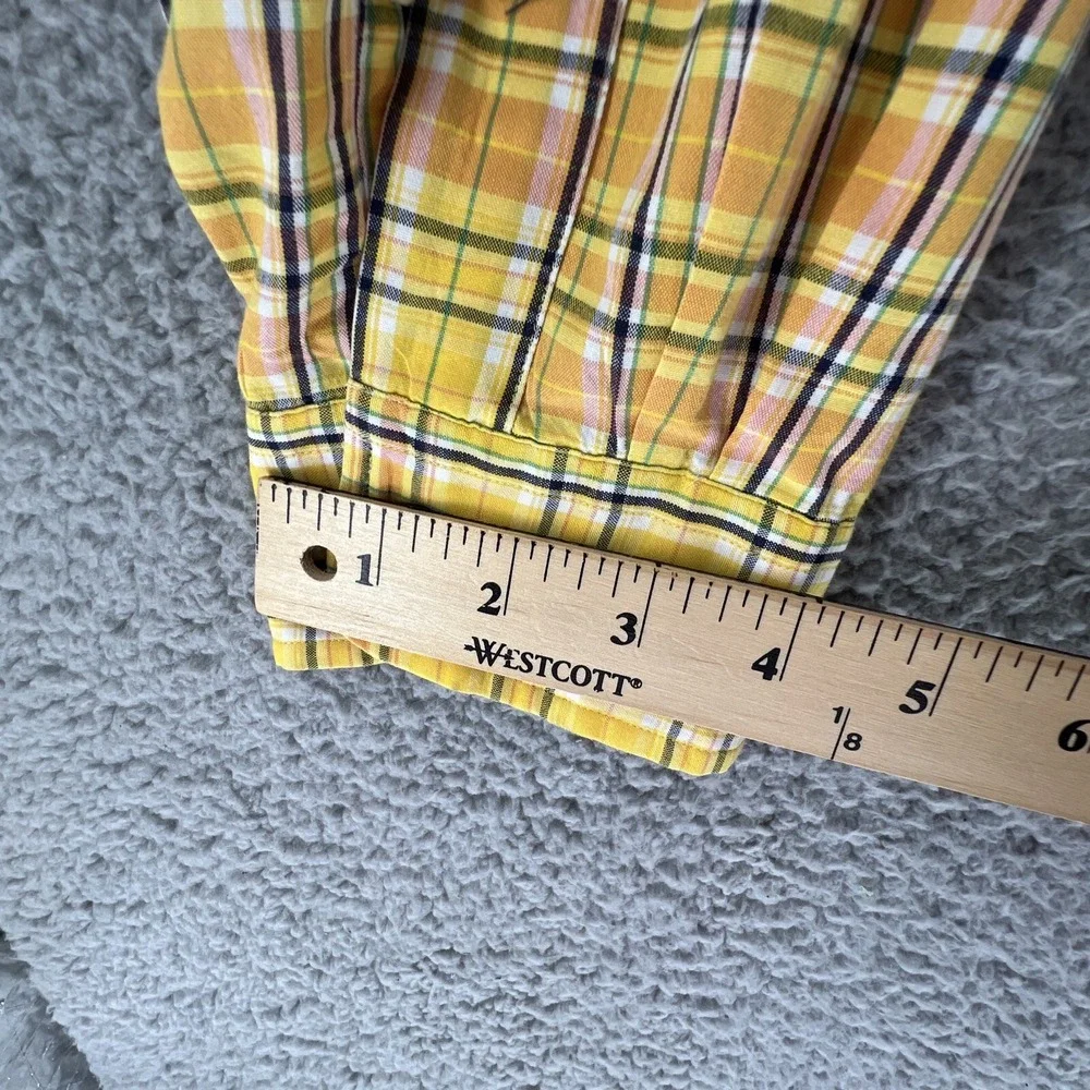 Polo Ralph Lauren Mens Yellow Plaid Custom Fit Button Down Shirt Large Cotton